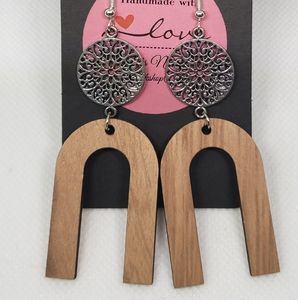 Silver Filigree & Wood Earrings
